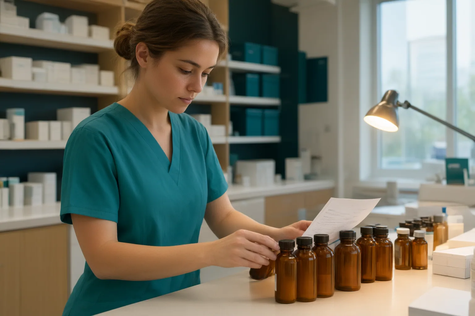Editorial scene showing practical next steps for Do You Need College to Become a Pharmacy Technician? Comparing College, Certificate, and Employer-Based Training Paths
