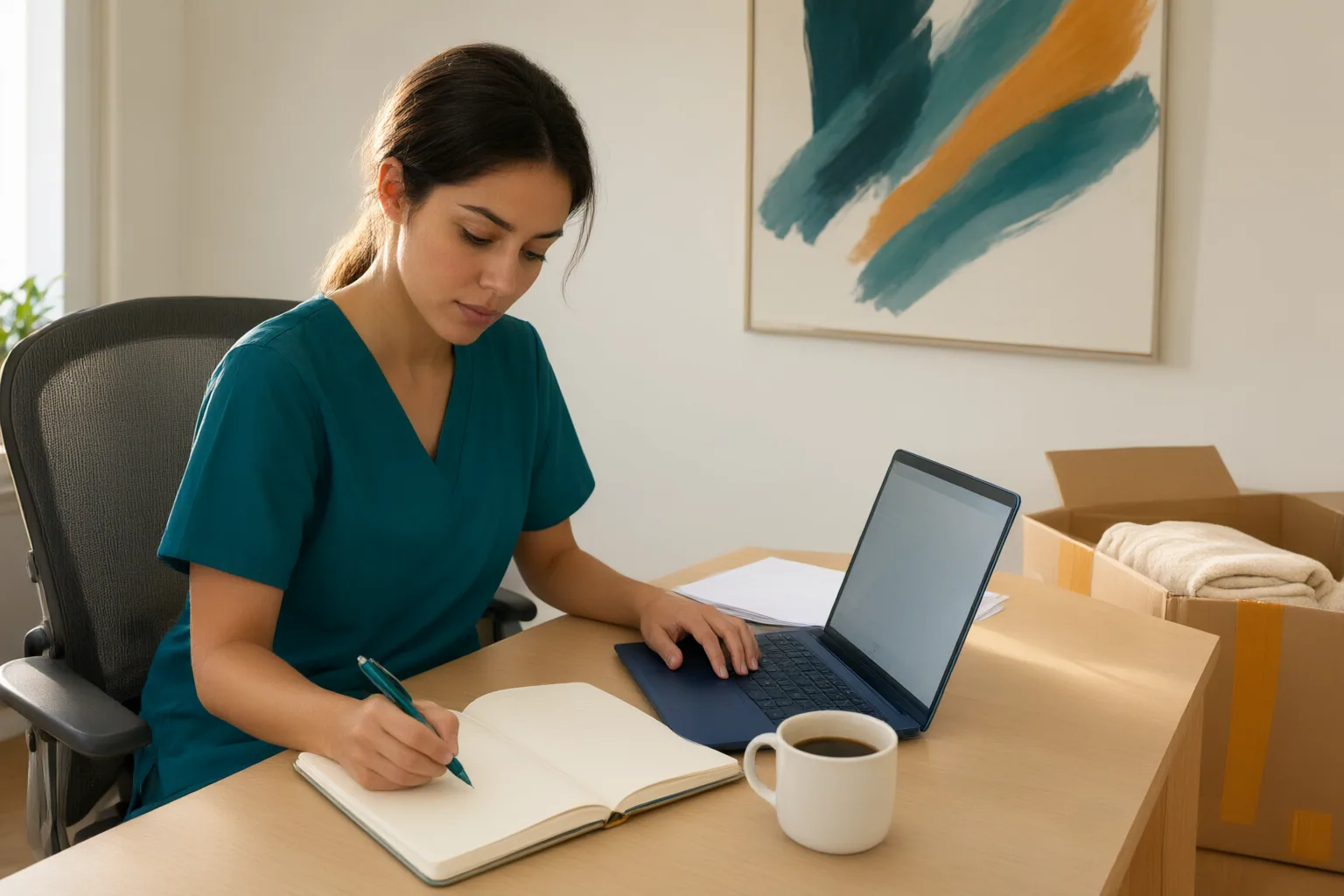 Editorial scene showing practical next steps for Does Your CPhT Certification Transfer When You Move to Another State? What to Verify Before You Work