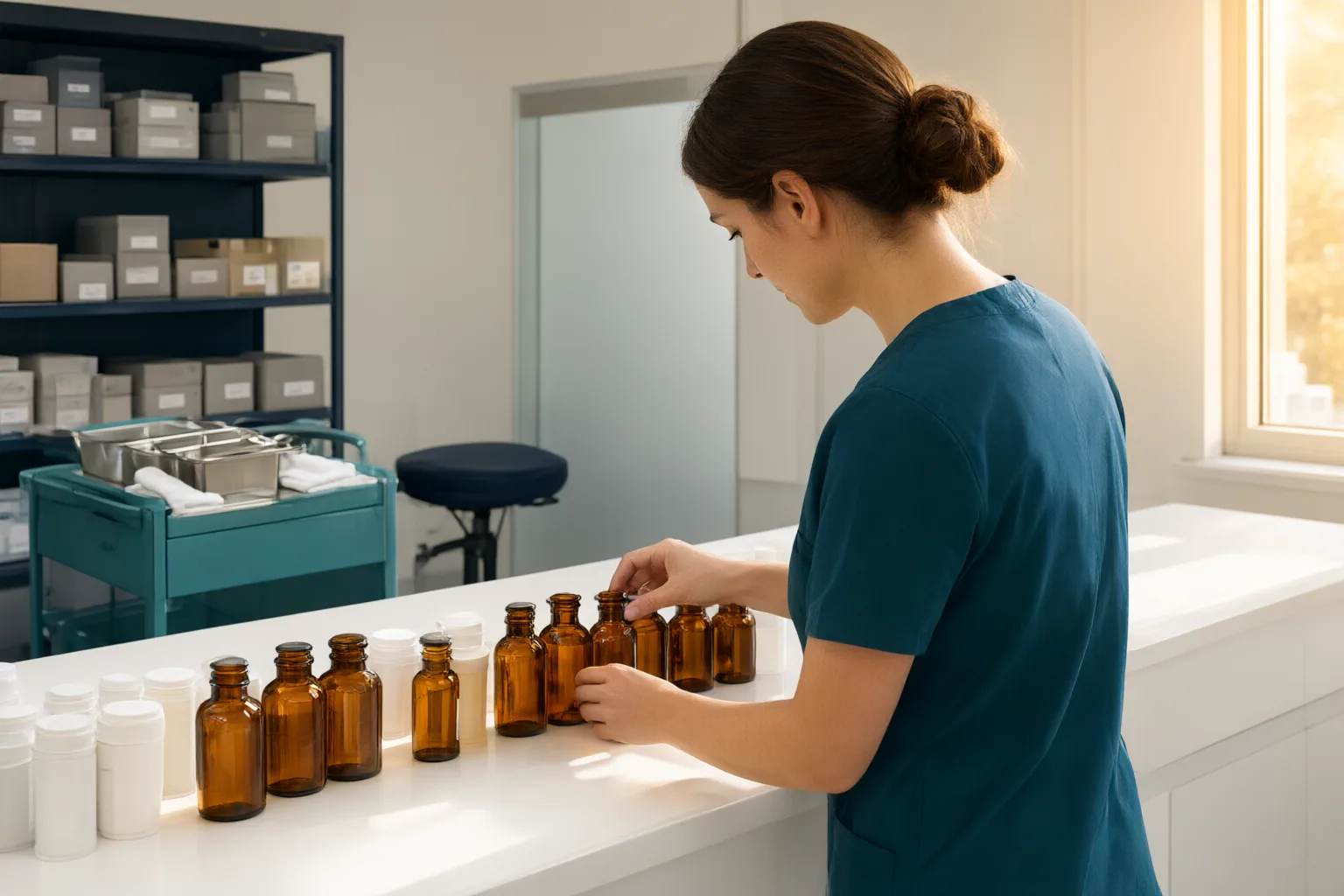 Editorial scene showing practical next steps for Pharmacy Technician Career Advancement: A Practical Path to Certification, Specialized Skills, and Management Roles