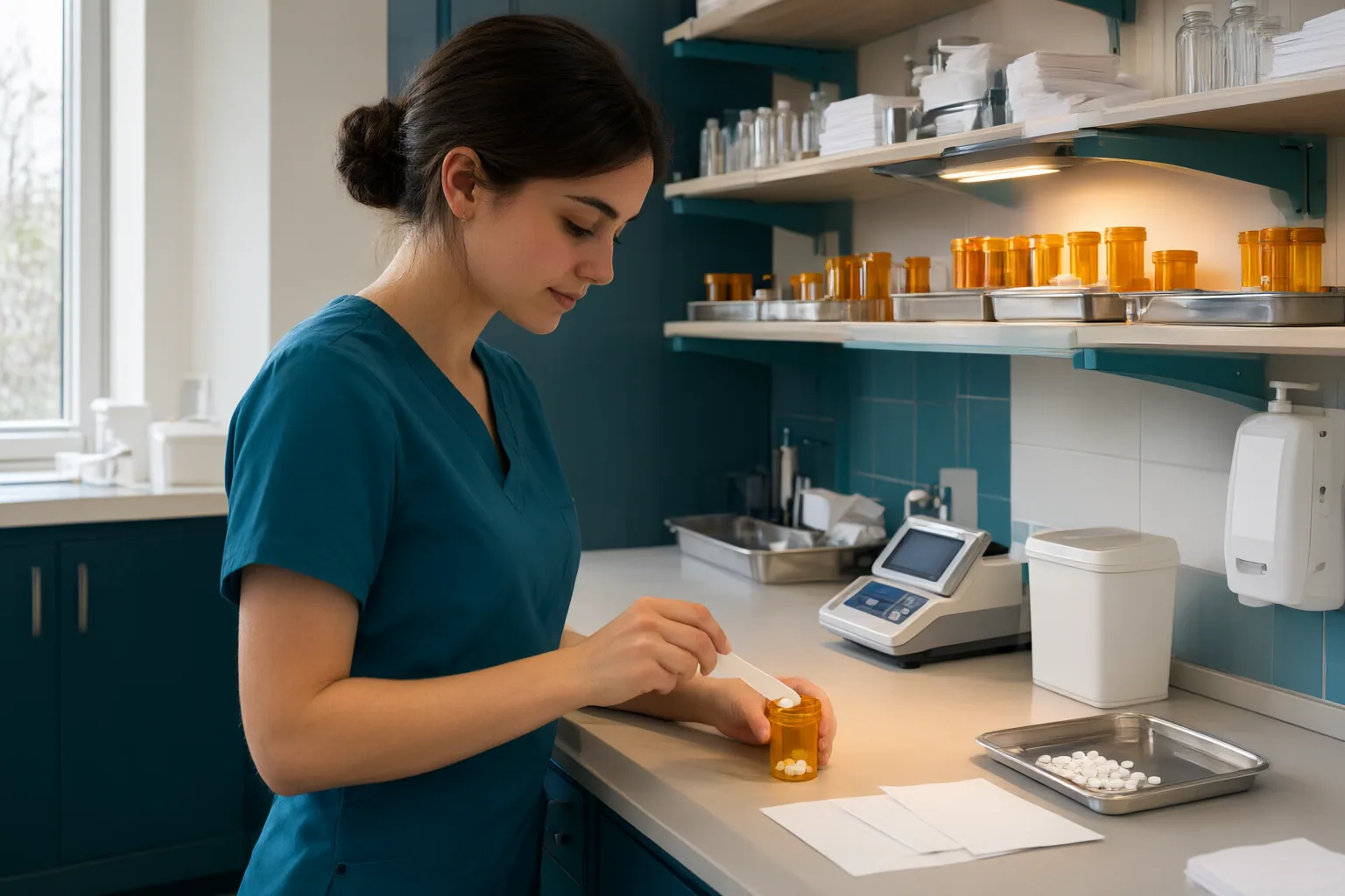 Editorial scene showing practical next steps for Pharmacy Technician Scope of Practice: Duties, State Differences, and Training
