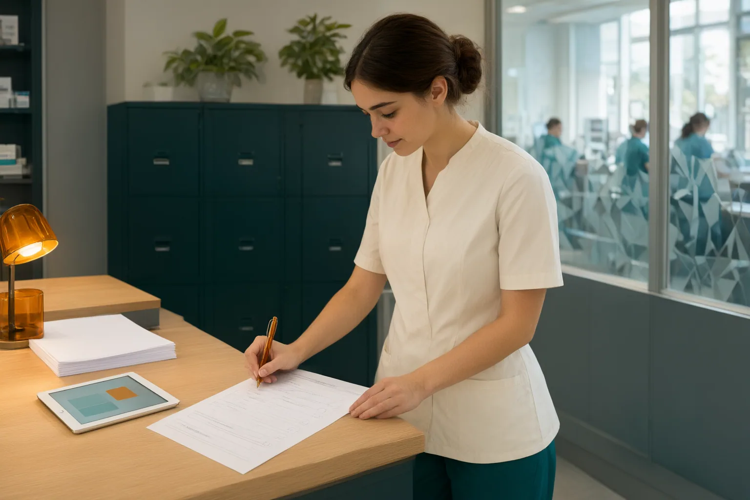 Editorial scene showing practical next steps for Pharmacy Technician State Requirements: How to Check Your Path Before Applying