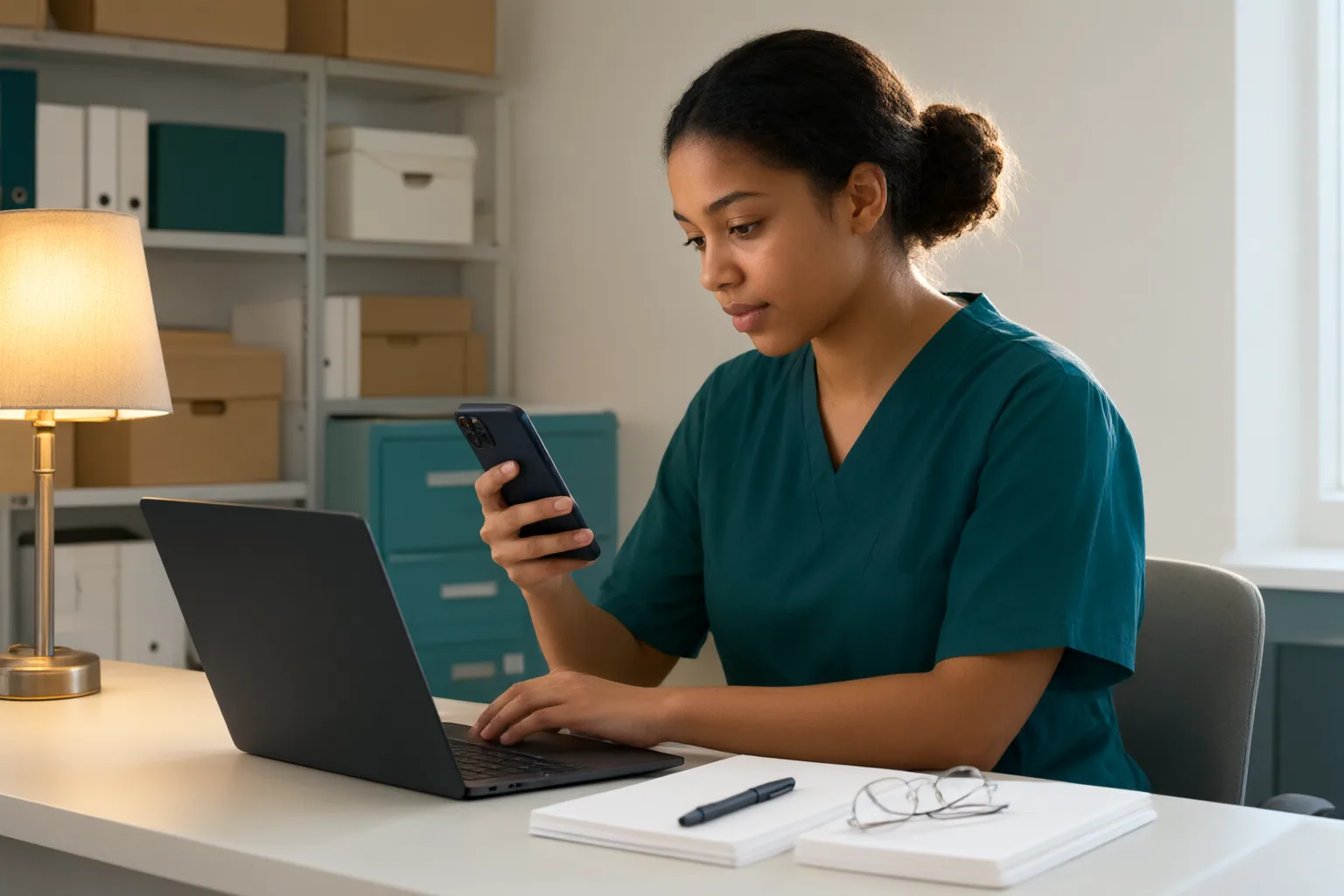 Editorial scene showing practical next steps for Cybersecurity Tips for Researching Pharmacy Technician Training and Certification Online